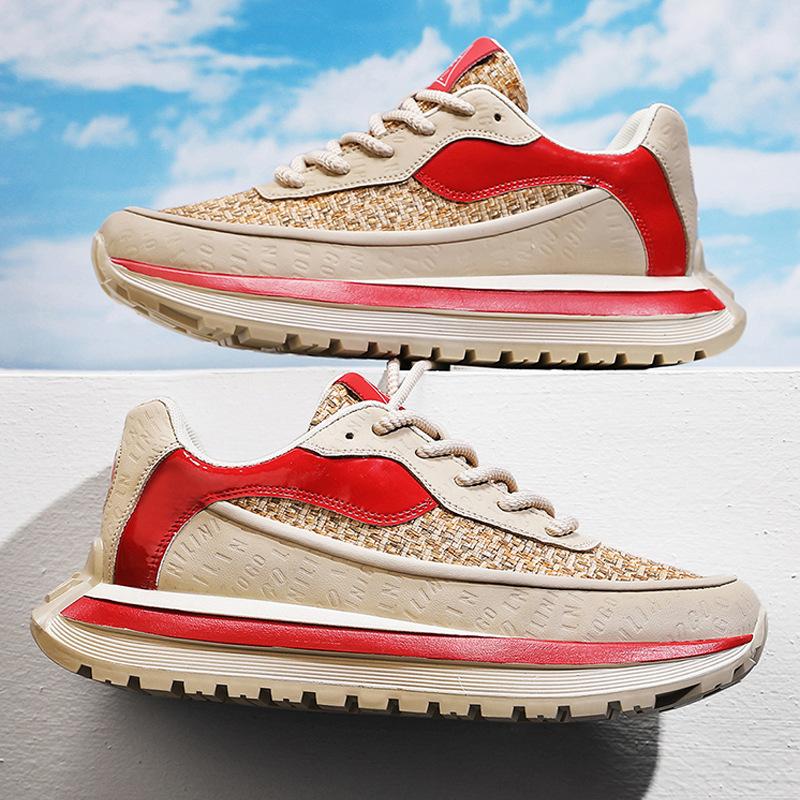 

Men s shoes autumn new lightweight and versatile black Forrest Gump shoes fashionable platform non-slip casual board shoes 44 бежевый