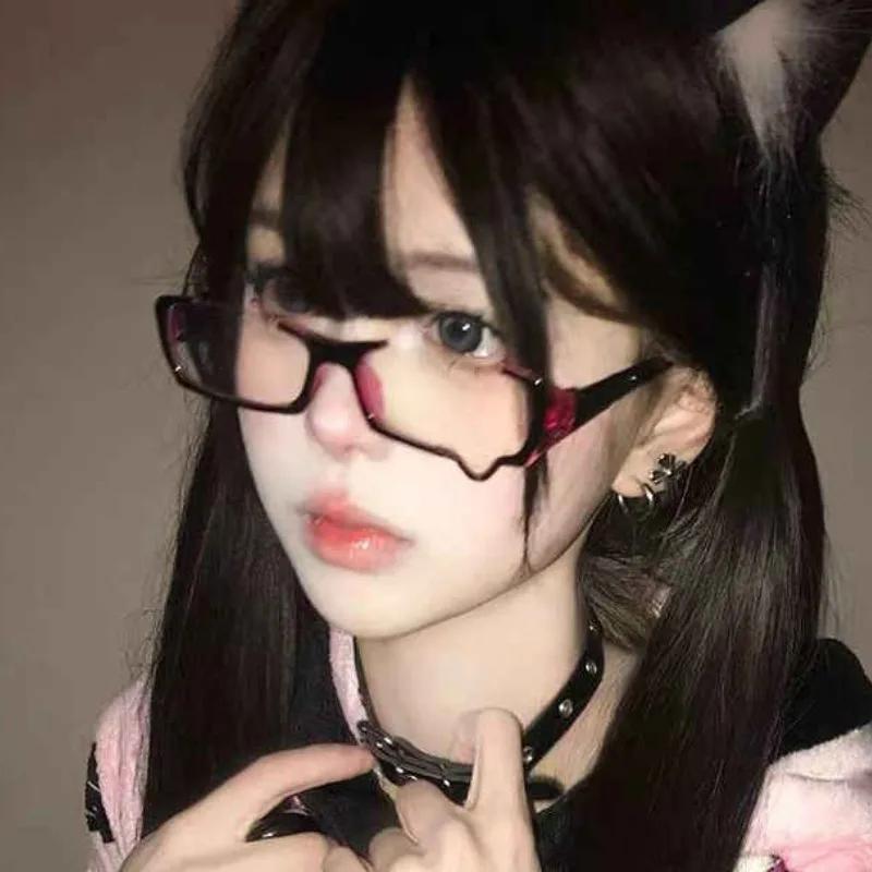 Japanese Y2k Cosplay Crying Half Frame Square Glasses Anime Japanese Animation Photography Teardrop Decoration Frame