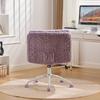 26.4 Inch Seat Office Chair, Artificial Rabbit Hair Home Office Chair with Metal Base, Adjustable Desk Chair Swivel Office Chair, Vanity Chair