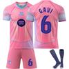25-26 Barcelona UEFA Champions League Pink Football Jersey for Kids and Adults GAVI #6