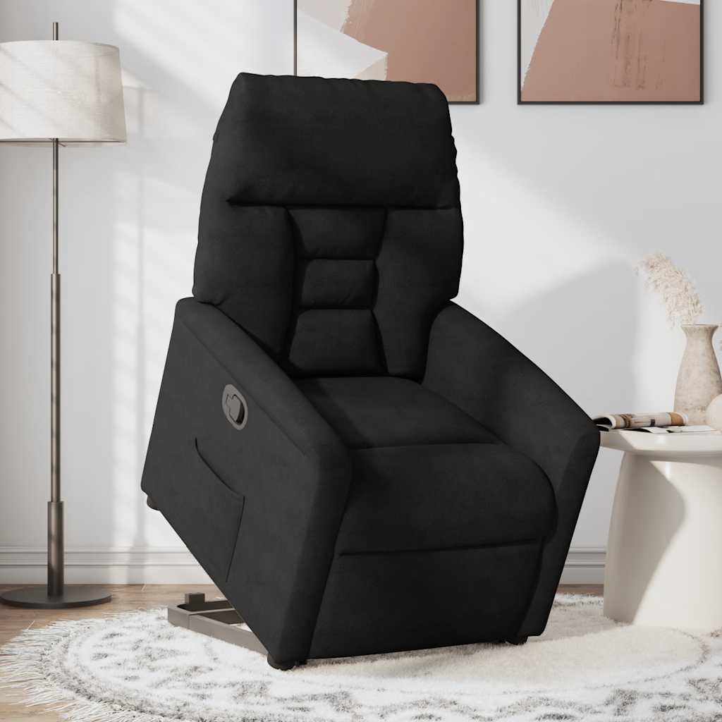 Recliner Chair with Lift Assistance Black Microfiber Fabric