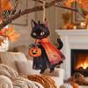 Vintage Wooden Witch Cat Pendant Halloween Hanging Ornament, Decorative Pendant, Black Wood Chips Cute Holiday Party Favors for Tree And Window Decor