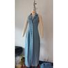 New Denim Sleeveless Lapel Deep V Slim Dress Dress Women's Summer High Sense