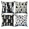Home Decor Black And White Cat Pattern Pillow Covers Pattern Cushion Cover Suitable For Sofa Bedroom Car Pillow Cover