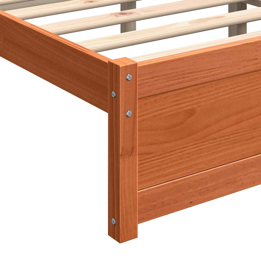 Bed Frame with Headboard Wax Brown 205.5 X 165.5 X 51 Cm