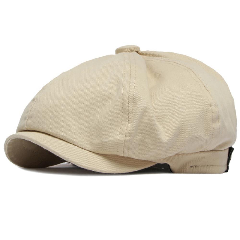 

HT4669 Berets for Men Women Retro Artist Painter Octagonal Beret Hat Male Female Solid Plain Ivy Flat Cap Mens Cotton Beret Cap 55-60cm Adjustable бежевый