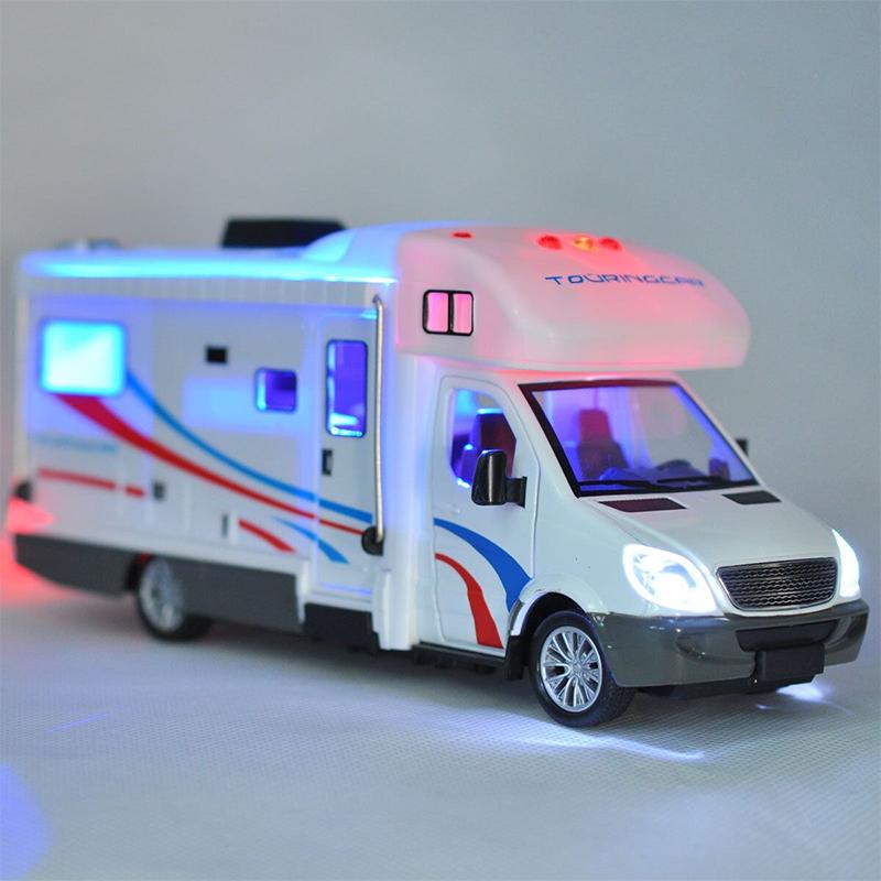 1:32 Modellini Diecast di Lusso RV Veicolo Ricreazionale Modello di Auto Camper Van Metallo Motorhome Modello Auto da Turismo Giocattolo per Bambini con Suono e Luce Regalo