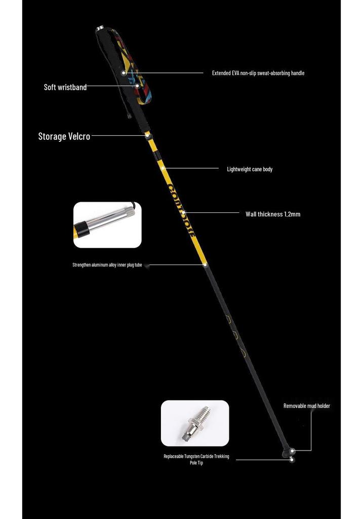 Kuangtu Ultra-Light 3K Carbon Fiber Folding Trekking Poles for Hiking