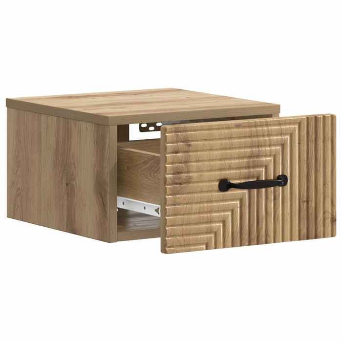 Table de chevet - MAISON EXCLUSIVE - Chêne artisanal - Bois d'ingénierie - Prise USB - 1 tiroir & étagère