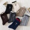 Embroidered Bow Wool Socks, Thickened Warm Socks for Autumn and Winter, Women's Twisted Retro Mid-calf Socks, Women's Socks