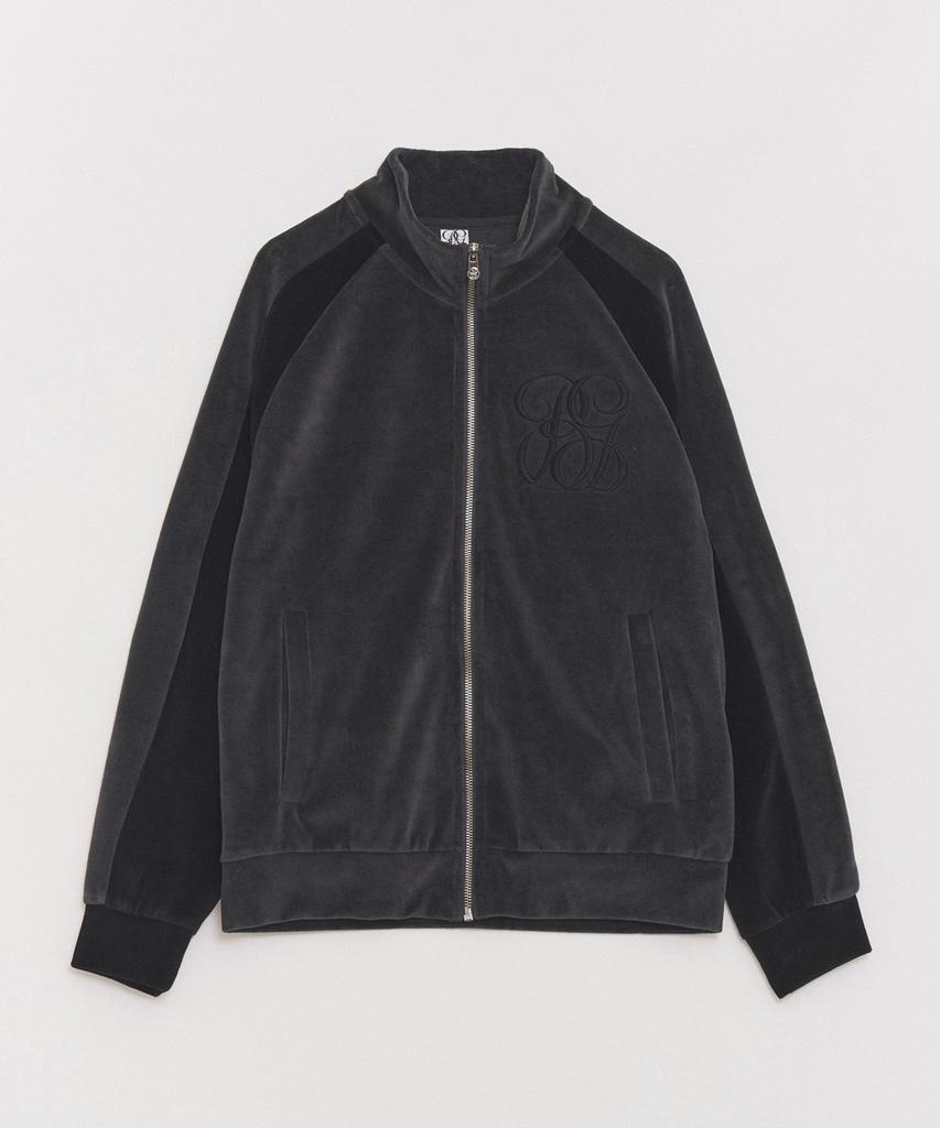 Rawmantics Color Block Velvet Track Jacket Zip-Up Black