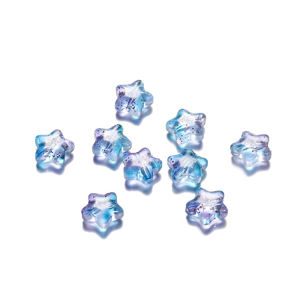 30pcs 8mm Colorful Five-pointed Star Glass Beads Loose Spacer Beads for DIY Handmade Jewelry Making Bracelet Accessories