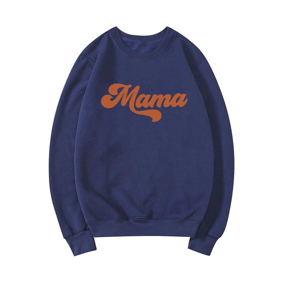 Толстовка Mama Retro Mom Hoodie Mama Пуловер з круглим вирізом Жіночі світшоти з довгим рукавом Подарунок на День матері Подарунки для нової мами Повсякденні топи унісекс