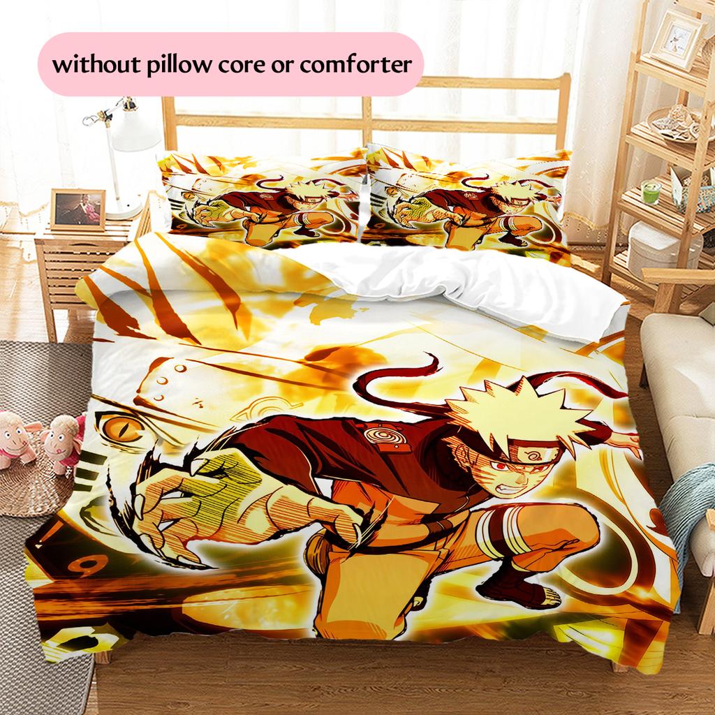 Naruto Uzumaki Naruto Anime Character Pattern Bedding Home Decoration Birthday Gift (1 * duvet cover + 2 * pillowcase, without core)