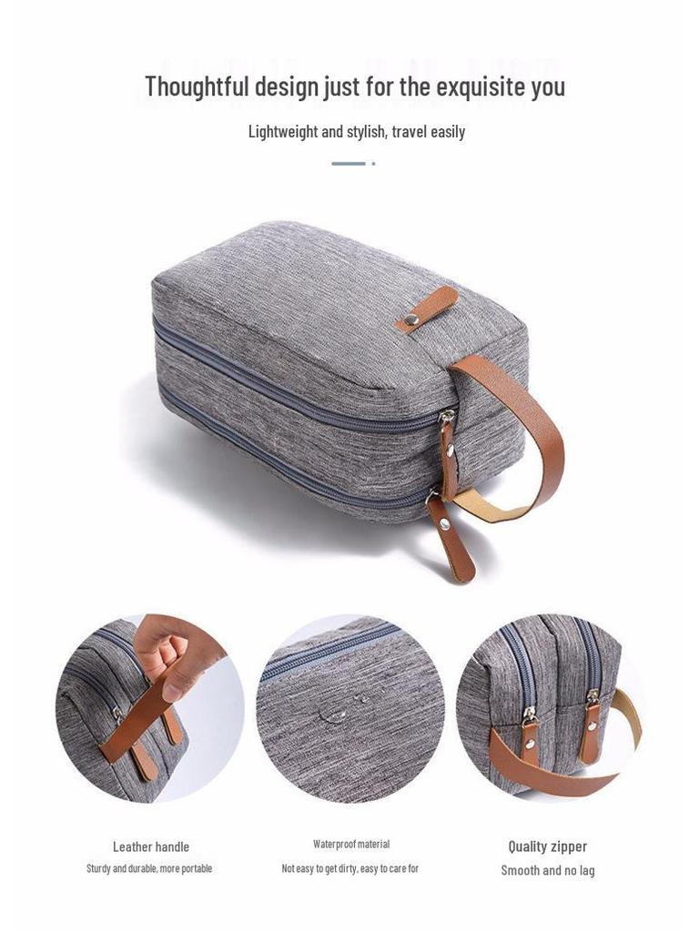 Men's Waterproof Oxford Cloth Toiletry Bag - Portable Business Storage with Dry/Wet Separation