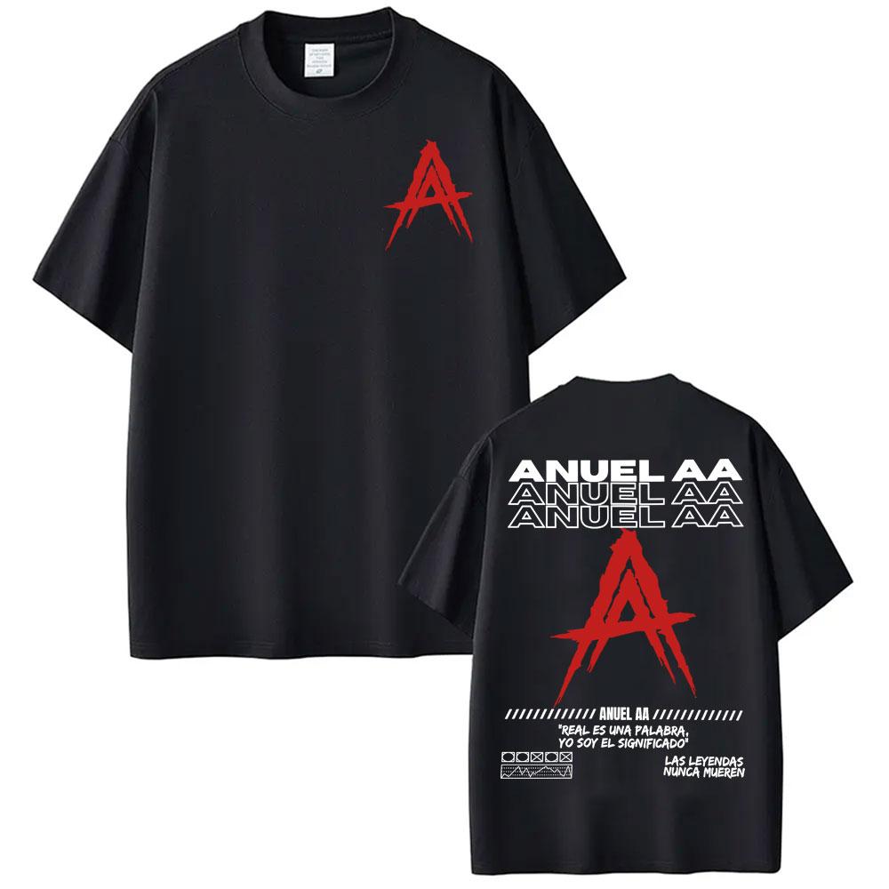 Anuel Aa Rhlm 2 Real Hasta La Muerte Album Print TShirts For Unisex Unisex Harajuku Hip Hop Street 100 Cotton Short Sleeve TShirt