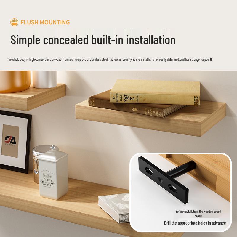 Invisible T-Shaped Shelf Brackets for Concealed Wall-Mounted Bookshelf Support