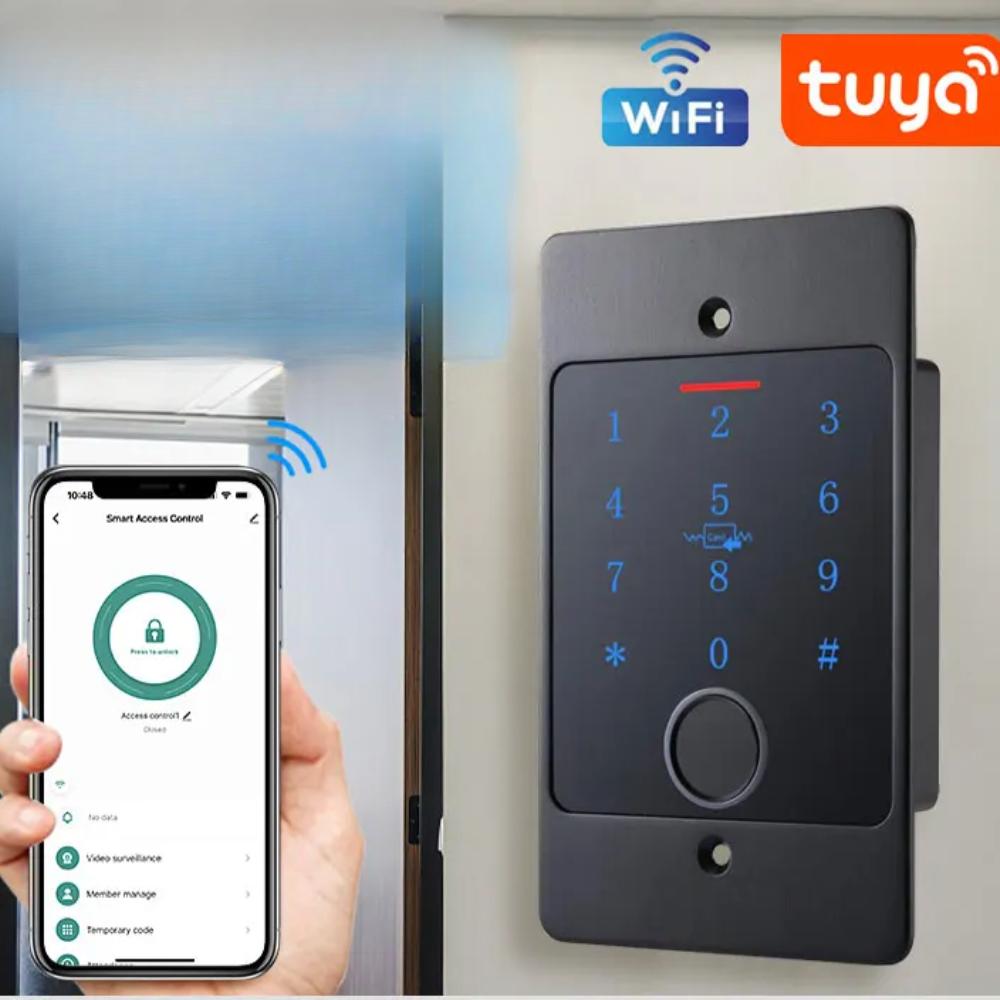 Tuya Wifi Standalone Fingerprint Access Control Keypad Metal Waterproof Backlight Embedded Installation Opener Reader+M70 Box