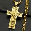 Nerezová ocel Kříž Ježíš Přívěsek Náhrdelník pro Ženy Muže Zlatá Barva Řetízku Náboženský Krucifix Náhrdelníky Amulet Šperky Dárek