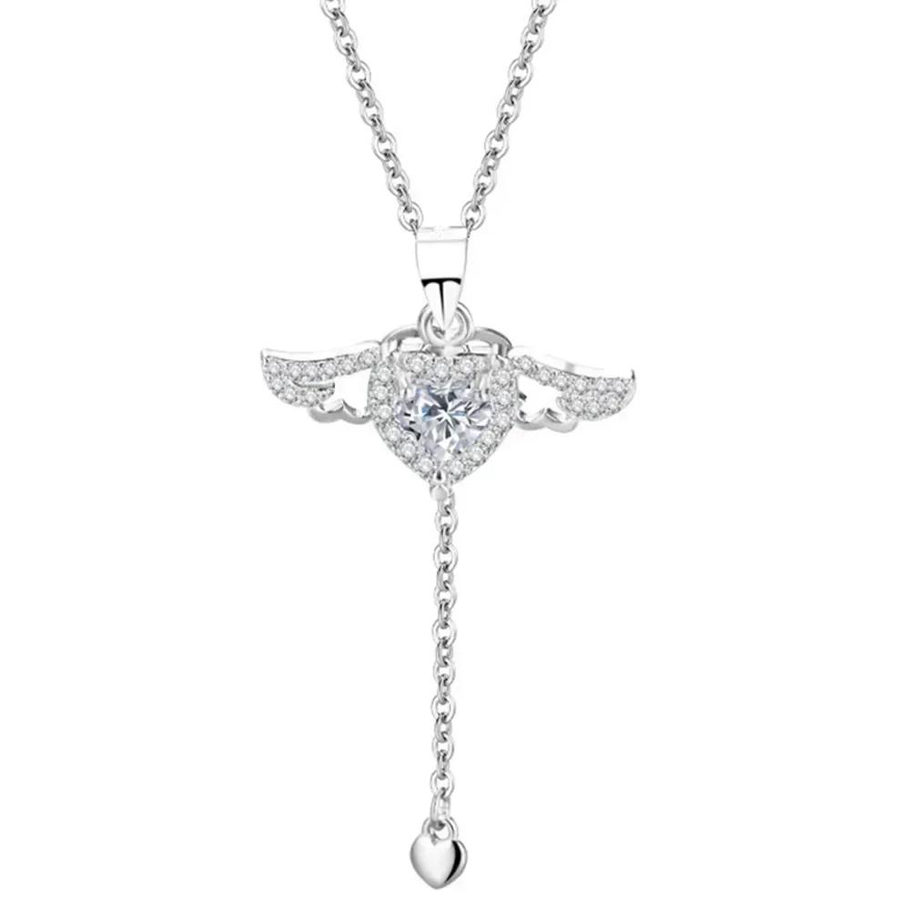 

Heart Angel Wings Pendant Choker Necklaces For Women Aesthetic Jewelry Accessories белый