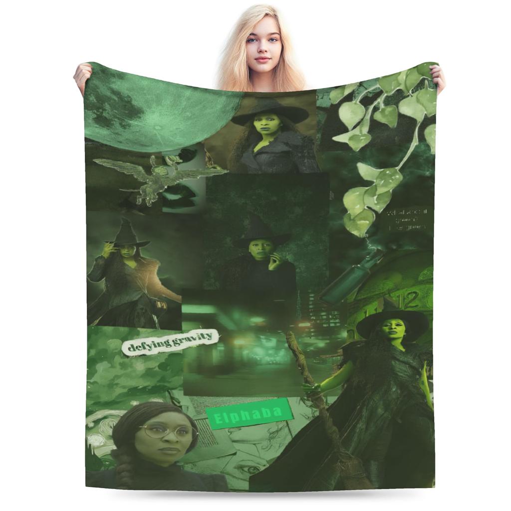 W-Wicked 2 Musical Movie Glinda Elphaba Blanket Warm Soft Street Trend Plush Throw Blanket Flannel Bedspread Bed Cover