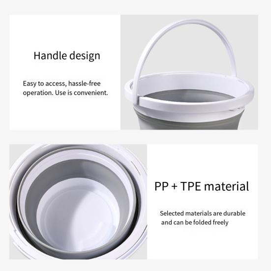 10L Foldable Water Bucket with Handle Portable Lightweight Multifunctional Outdoor Camping Fishing Car Washing Collapsible Water Storage Pail