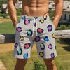 Men Drawstring Elastic Waist Shorts Brown Black Classic Full Leopard Animal Print Bottoms