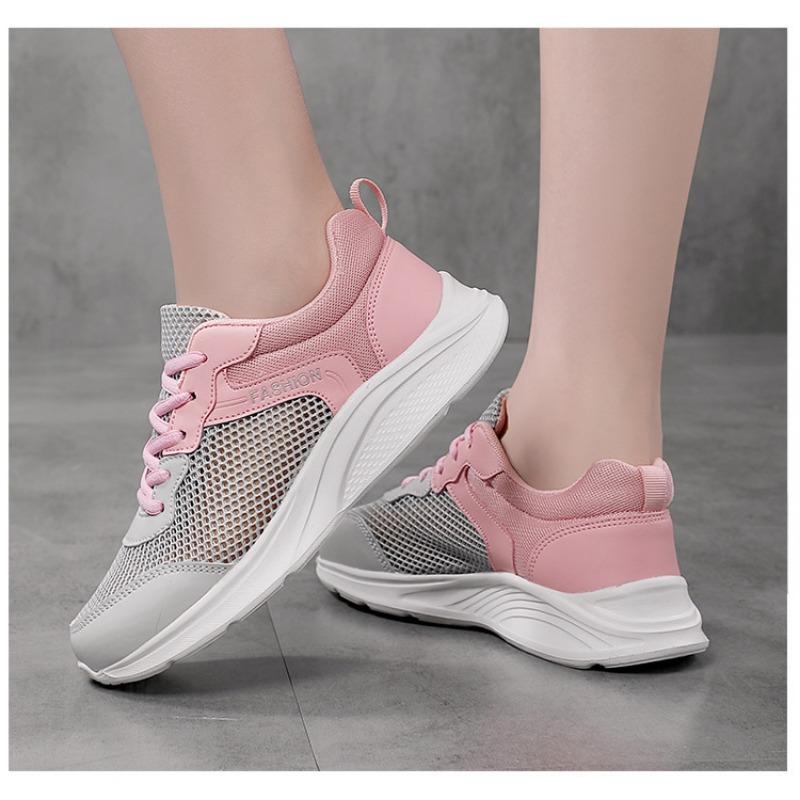 Summer New Korean Casual Sports Shoes for Women Lightweight Soft Soled Hollowed Out Breathable Student Running Shoes