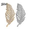 Oxidation-proof Brooch Feather Design Pin for Women Rhinestones Inlaid Sweater