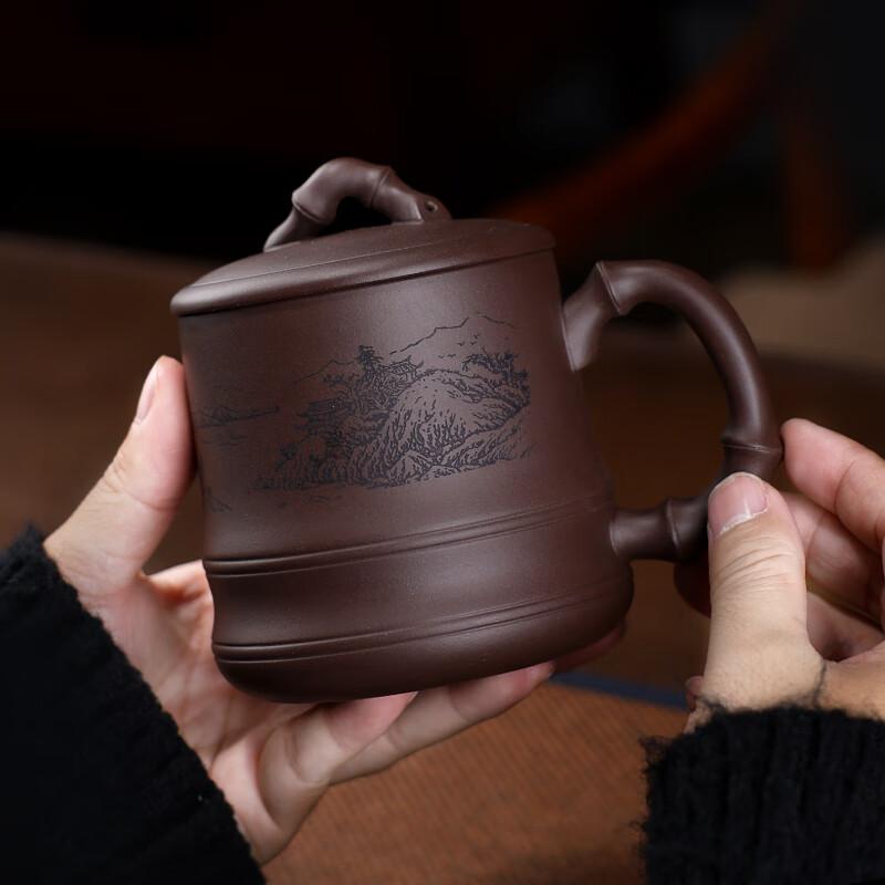 Cup, Pure Handmade Original Ore Purple Clay Bamboo Fun Cup, Kung Fu Tea Set, Men's Office Tea Steeping Cup