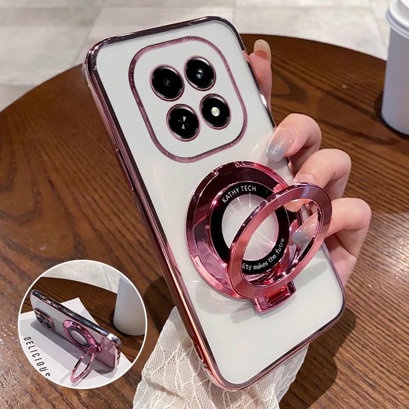 Shockproof Glitter Plating Magnetic Bracket Holder Case For Xiaomi Redmi 15C 15 14C 13C 13X Note 15 14 Pro Plus Silicone Cover