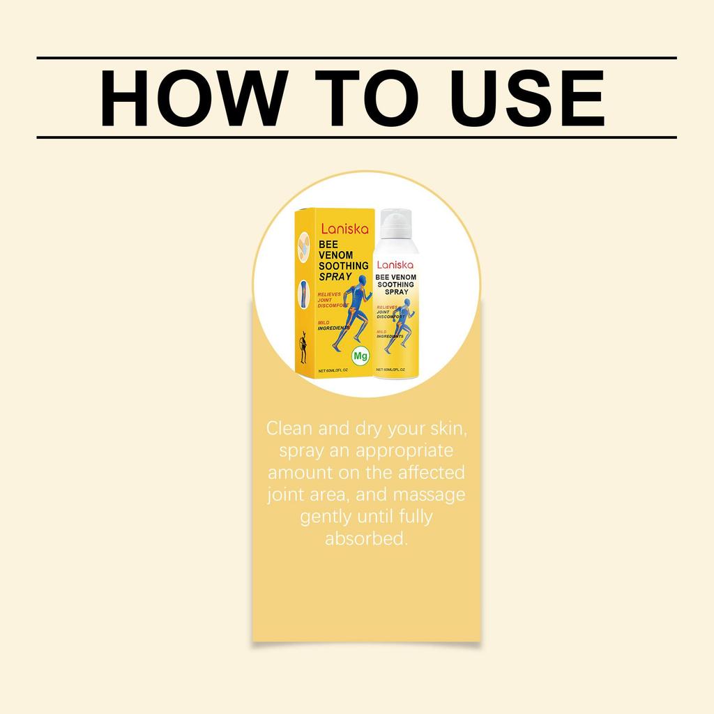 Bee Venom Joint Spray 60 ml—Nourishes skin and provides long-lasting joint hydration. Suitable for all skin types.