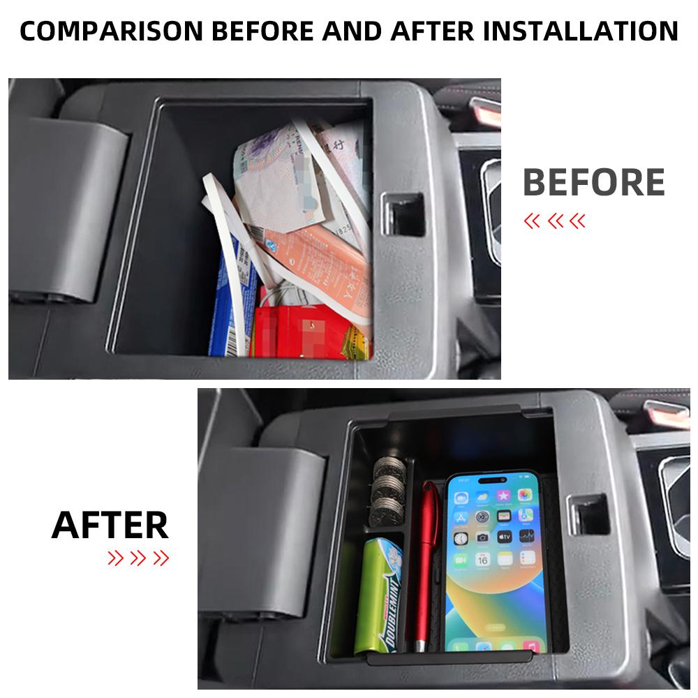 For Mitsubishi Triton L200 2024 2025 2026 Armrest Storage Box Center Console Organizer Tray Tidying Case Interior Accessories