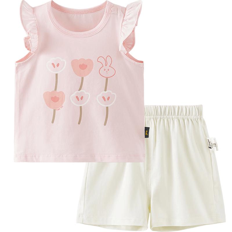 TONGTAI Baby Girl Summer Sleeveless Top & Shorts Set 73cm