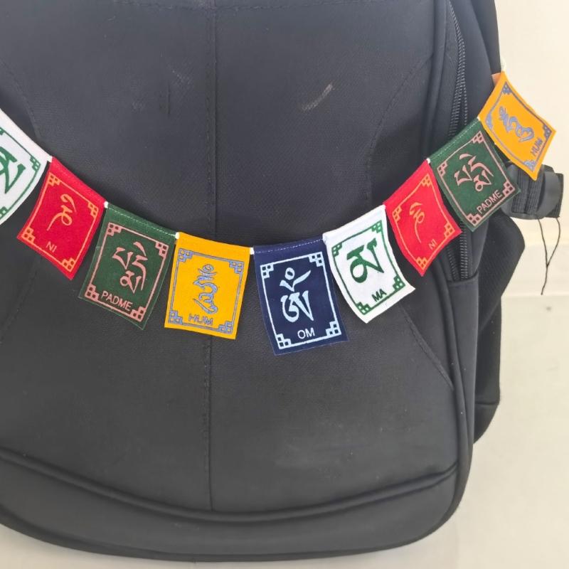 Tibetské molitbové praporky Malé batůžky Dekorace Barevná buddhistická požehnání Ozdoba Vhodné pro turistiku Kempování Cestování Dárek