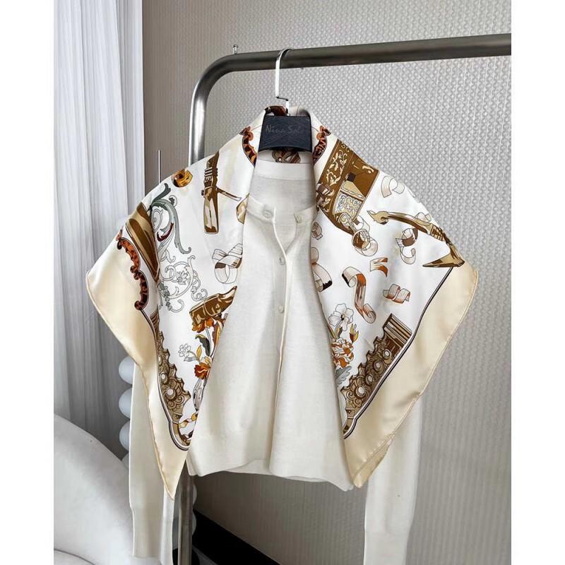 NINA SOLOR Vintage Knight Steed Silk Scarf