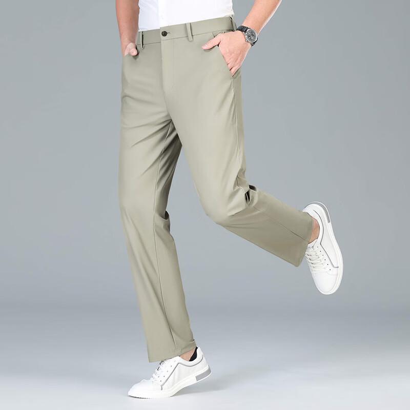 FXFS2055 Men's Wrinkle-Resistant Ice Silk Straight-Leg Casual Pants