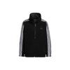 Metrovboa Striped Embroidered Logo Zip-Up Stand Collar Fleece Jacket Women Jacket Black HM7114