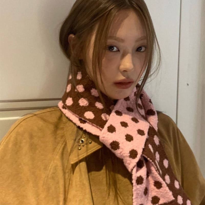 COOKEESEE DOT zweifarbiger Schal (Rosa/Braun)