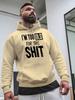 Too Old For This Funny Sarcastic Distressed Text Printed Men Hip Hop Sports Hoodie, American Humor Casual Loose Sweatshirt
