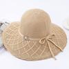 Ladies' Foldable Bow Basin Hat Summer Sun Hat Sunscreen UV Outdoor Sunscreen Cool Hat