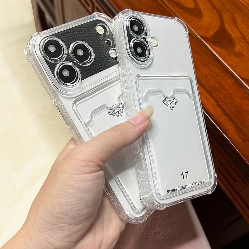 Custodia Porta Carte Portafoglio per iPhone Air 17 e 16 Pro Max 15 Plus 14 13 12 Mini 11 Xr Xs Max 17pro Borsa Trasparente con Inserimento Carte Cover per Telefono Accessori