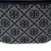 Tory Burch T Monogram Embossed Classic Logo Pattern Zipper Closure Cotton Waist Bag Women Waist Bag Navy-Blue 162094-405