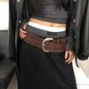 Metal Buckle Leather Waistband Jeans Girdle Western Cowboy Belt Retro Women Wide Belt  Girl
