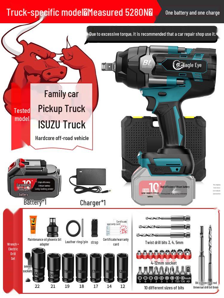 High-Torque Brushless Electric Impact Wrench with Lithium Battery for Auto Repair