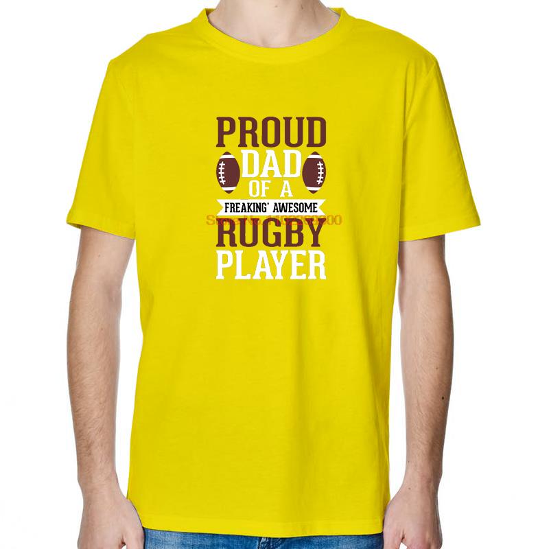 Proud Dad Of A Rugby Player Fashion Tees Tops Cotton New Shirts And TShirts Casual Unisex Streetwear Round Neck TShirt