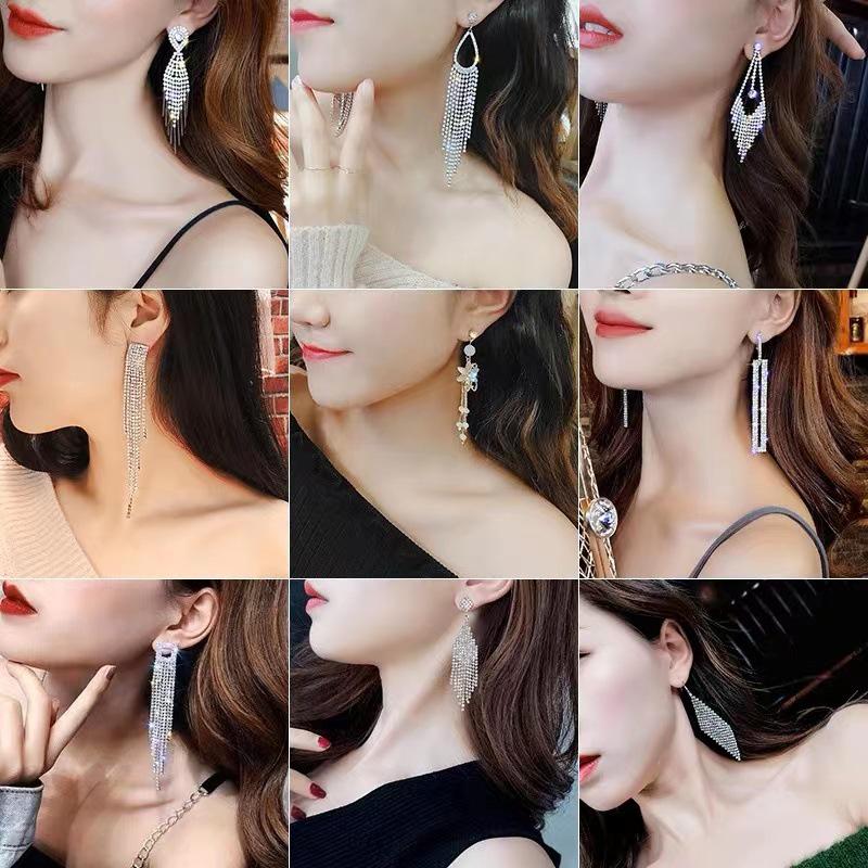 S925 Silbernadel Luxus Diamant Quastenohrringe - Elegant, Lang Europäischer & Amerikanischer Stil für Damen