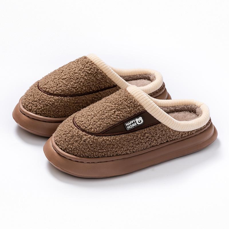 Autumn and winter cotton slippers indoor hospitality warm lightweight piled thick-soled couple hair slippers
