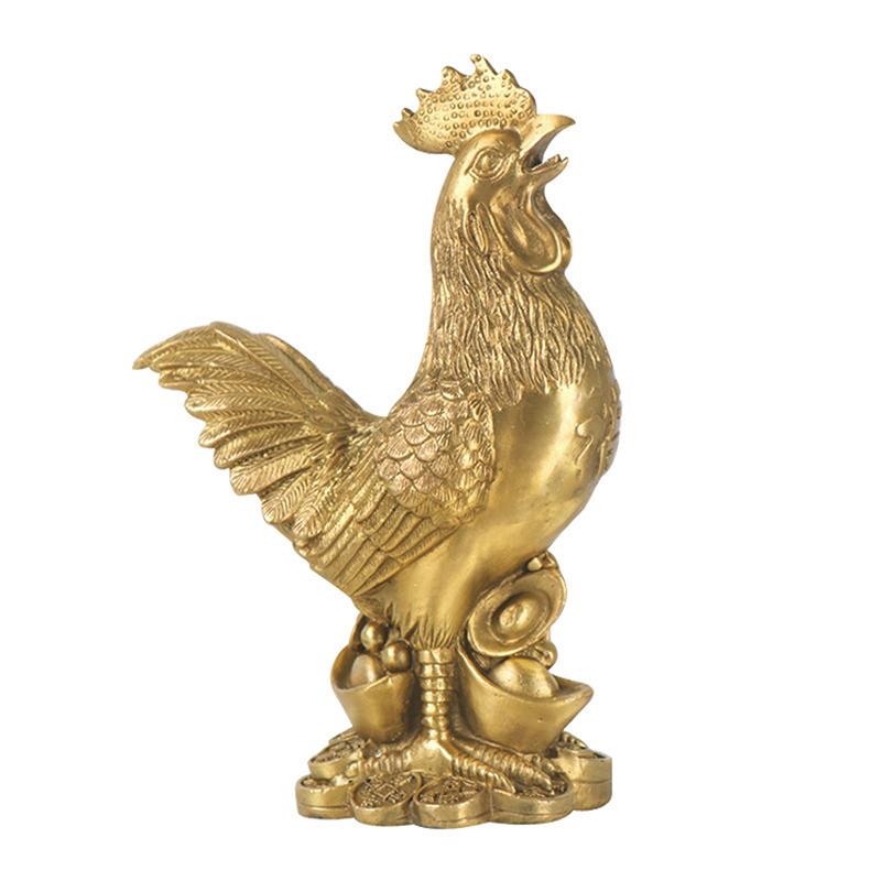 Brass Rooster Cock Figurine Statue 1Pc Lucky Fengshui Ornament For Home Office Store Desktop Decoration Handmade Crafts NEW