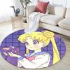 Sailor Moon Round Area Rug,Carpet Rug for Living Room Bedroom Sofa Playroom Decor,Non-slip Floor Mat